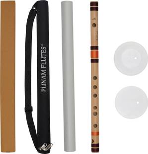 Punam Flutes E Natural Medium Premium Bansuri (Right Hand) 15.55 inches Bamboo Flute