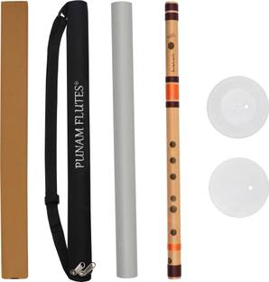 Punam Flutes D Natural Medium Premium Bansuri (Right Hand) 17.3 inches Bamboo Flute