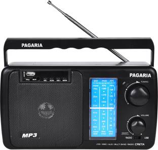 PAGARIA All NEW CRETA FM/ AM / SW Rechargeable Radio with Bluetooth USB/TF, REMOTE FM Radio