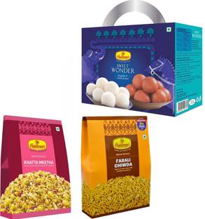Haldiram's Sweet Wonder 1kg, Khatta Metha (200gm), Falhari Chiwda (200gm) Combo