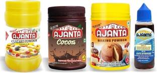 AJANTA Combo of Baking Powder 100gm, Cocoa Powder 50gm, Custard Powder 100gm, Vanilla Flavor 20gm Combo