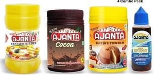 AJANTA Combo of Baking Powder 100gm, Cocoa Powder 50gm, Custard Powder 100gm, Vanilla Flavor 20gm Combo