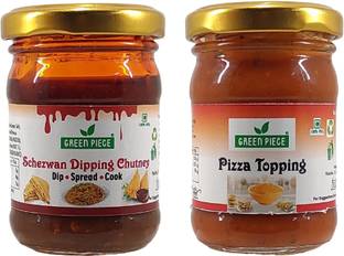 GREEN PIECE Pizza Topping (100gm) and Schezwan Dipping Chutney (100gm) (Pack of 2) Combo