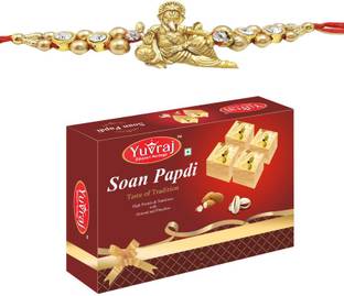 Yuvraj Food Product Soan Papadi ( patisa ) Sweets with Rakhi For Brother ( BHAI ) & Mithai pack with Rakhi Special Festival Combo