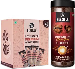 Bevzilla 48 Sachet Coffee Powder (Butterscotch), Super Strong Coffee Powder 200 Gms Combo