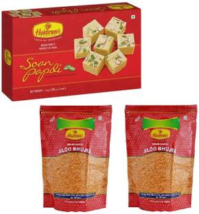 Haldiram's Nagpur Soan Papdi 1kg and Aloo Bhujia 1kg(pack of 2)Combo Combo