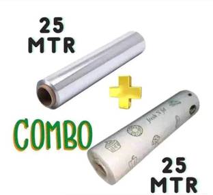 WTKITCHEN Butter Paper roll | Aluminium Foil 25 meter each pack 2 Paper Foil