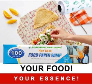 SAVINGMART COLLECTIONS 100 MTR FOOD WRAP | PAPER FOIL | BUTTER PAPER | ROTI WRAP| BURGERWRAP Parchment Paper