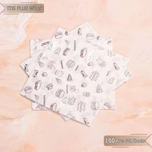 TDS PLUS WRAP 100 Food Wrapping Pre-Cut Sheets, 100% Microwave Safe, Non-Sticky& Biodegradable Parchment Paper