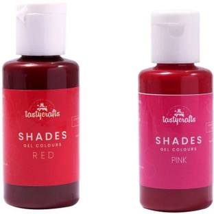 TastyCrafts Edible Concentrated Gel Colours for Cake Decorating, | Shades | Food Colouring for Icing, Cakes Decor, Baking, Fondant | Foods Dye Colour | Combo of Red and Pink - Pack of 2 Red, Pink