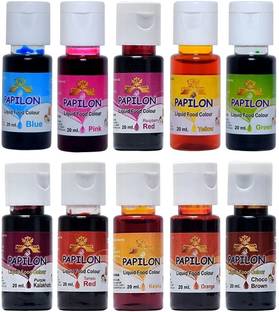 PAPILON 10 Shades Of Liquid Food Color (20 Ml X 10 Bottle) Multicolor