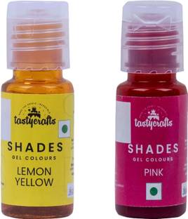 TastyCrafts Edible Concentrated Gel Colours for Cake Decorating, | Shades | Food Colouring for Icing, Cakes Decor, Baking, Fondant | Foods Dye Colour | Combo of Yellow and Pink - Pack of 2 Yellow, Pink