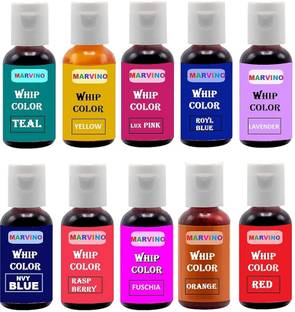 Marvino Whipping Food Color For Cake Pastries Set of 10 Multicolor