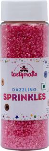 TastyCrafts Sparkling Edible Sprinkle Decorations for Cake Decor Coloured Sugar Confectionery Pink