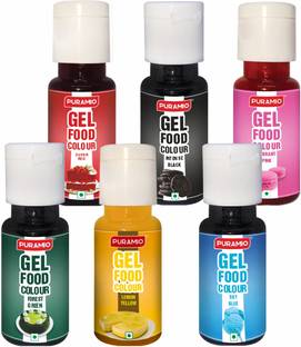 PURAMIO Gel Food Colours Combo Pack of 6- 20g Each Multicolor