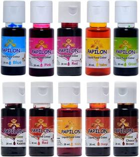 PAPILON 10 Shades Of Liquid Food Color (20 Ml X 10 Bottle) Multicolor
