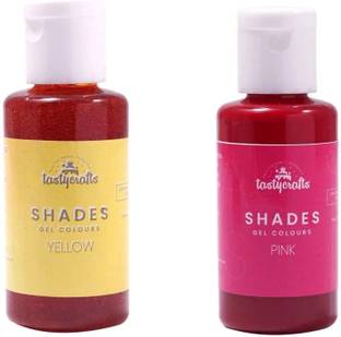 TastyCrafts Edible Concentrated Gel Colours for Cake Decorating, | Shades | Food Colouring for Icing, Cakes Decor, Baking, Fondant | Foods Dye Colour | Combo of Yellow and Pink - Pack of 2 Yellow, Pink