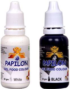 PAPILON Gel Food Colour Pack of Two (White, black) Multicolor
