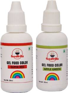 foodfrillz Super Red and Green Gel Food Colouring for cake, 20 ml each combo pack of gel food colours Red, Green