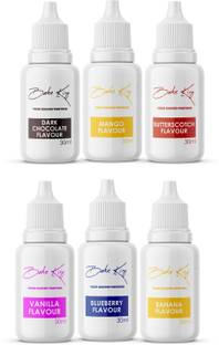 Bake King Set of 6 Mango, Blueberry, Vanilla Milk Chocolate Essence Vanilla Liquid Food Essence