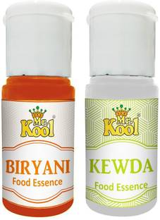 Mr.Kool Food Essence Biryani, Kewda Flavors 20ml Each Combo Pack Of 2 Essence for Cake, Cookies, Ice Cream, Sweets (40ml) Biriyani Masala Liquid Food Essence