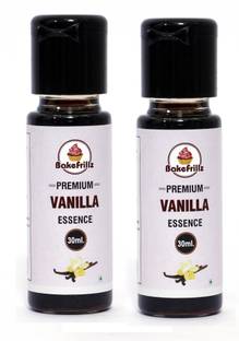 Bakefrillz Vanilla Essence for baking cake, ice creams, puddings, sweets, Combo Pack (30 ml x 2) 60 ml Vanilla Liquid Food Essence