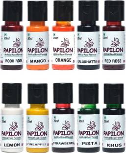 PAPILON Set of 10 Flavouring Emulsions 20ml x 10 bottles Mixed Fruit Liquid Food Essence