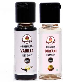 Bakefrillz Vanilla & Biryani Food Flavour Essence (30 ml x 2),Essence for baking,flavour Vanilla Liquid, Liquid Food Essence