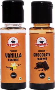 foodfrillz Vanilla & Chocolate Food Flavour Essence, Pack of 2, 60 ml Chocolate Liquid Food Essence