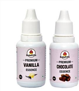 Bakefrillz Vanilla Essence & Chocolate Essence (20ml x 2) food flavour for cakes, ice cream Vanilla Liquid Food Essence