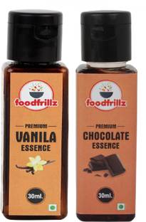 foodfrillz Vanilla & Chocolate Food Flavour Essence, Pack of 2, 60 ml Chocolate Liquid Food Essence