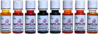 PAPILON Coloroma Flavour Pack of 8 x20ml Specially For Ice Cake & Ice Pastries Mixed Fruit Liquid Food Essence