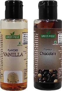 GREEN PIECE Vanilla and Chocolate Flavor food Essence.(30gm x2)(Pack of 2) Vanilla Liquid Food Essence