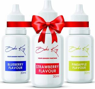 Bake King Combo of Blueberry, Strawberry and Pineapple Flavour 30ML Each Essence for Baking Cakes, Jams, Jelies, Cookies, Ice Creams and Puddings Liquid Food Essence (Set of 3) Blueberry Liquid Food Essence