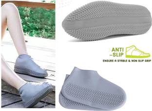 TRK IMPEX Waterproof Reusable Silicone Shoe - Anti-Slip Rain Boots Cover (L-Size-GREY)