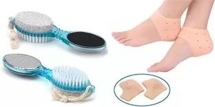 Glowrx 4in1 Brush Multi use Paddle Brush, Silicone Anti Heel Crack Socks