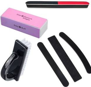 FOLELLO Nail Grooming & Shining Kit-Pedicure/Manicure Brush, Nail Filer Set,Buffer Block