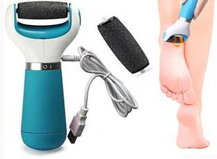 Ruchi World Best-Cracked Heels Pedicure Brush Feet Spa KIt Machine Set Roller Electronic||Dead skin Remover of Feet Massager||This callus remover doesn't has harmful blade and roller surface to hurt your skin||Portable and cordless to use at home and outdoor after fully charging for men||high heels women||old people and manual workers,Works with international voltage for Worldwide Travel[1PEDI, CHARGER CABLE, BATTERY NOT INCLUDED]