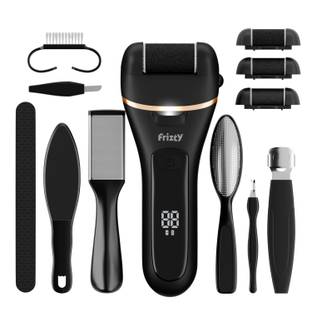 Frizty Foot Callus Remover Electric Rechargeable with 3 Roller Heads 2 Speeds Scrubber
