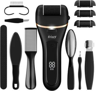 Frizty Foot Callus Remover Electric Rechargeable with 3 Roller Heads 2 Speeds Scrubber