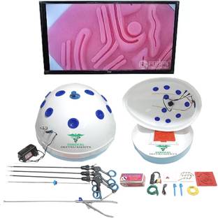 SI Rudra Laparoscopy Virtual Oval Shape Endo-Trainer with 5 Basic Training Kits Forceps Jar