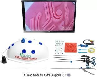 RUDRA SURGICALS WITH DEVICE Laparoscopic Beetle Shape Endotrainer With 5 Instruments Forceps Jar