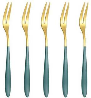 AKSHVA Thickened Fork Two Tooth Moon Stainless Steel Fruit Fork, Baby Fork, Dessert Fork, Dinner Fork, Roast Fork, Salad Fork, Serving Fork Set