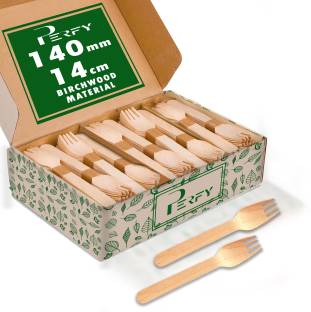 PERFY Disposable Forks-140mm|Wooden Dining Flatware|Ideal for Wedding, Party Pack-75 Disposable Wooden Dinner Fork Set