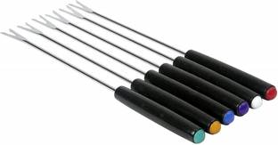 Saylani Enterpeises Stainless Steel Fondue Forks with Colour Coded Handles Stainless Steel Fondue Fork, Dessert Fork Set