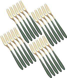 pepplo Appetizer Small Forks Set,Dessert Forks,for Party Travel(Green,Set of 20) Stainless Steel Dessert Fork Set