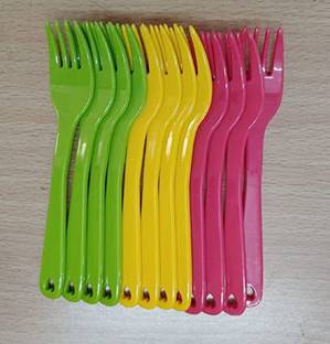 Eagean Reusable12 Serving Fork Set for Kids Pack of 1 (Multicolour) Disposable Plastic Baby Fork Set