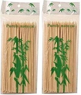 Royals Pack of 2 x 60pc Bamboo Skewers Grill Sticks 8inch Disposable Bamboo Roast Fork Set