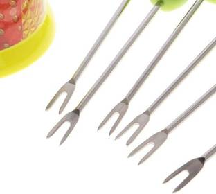 Bekner Fruit Fork(6Pcs) Fruit Shapes, Small Forks for Fruits, Cheese, Appetizers Stainless Steel Fruit Fork