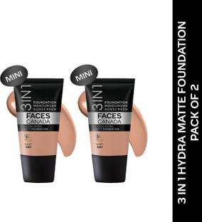FACES CANADA All Day Hydra Matte (Mini) Pack of 2 (18ml x 2)| 3 in 1 Moisturizer + SPF 30 + Foundation